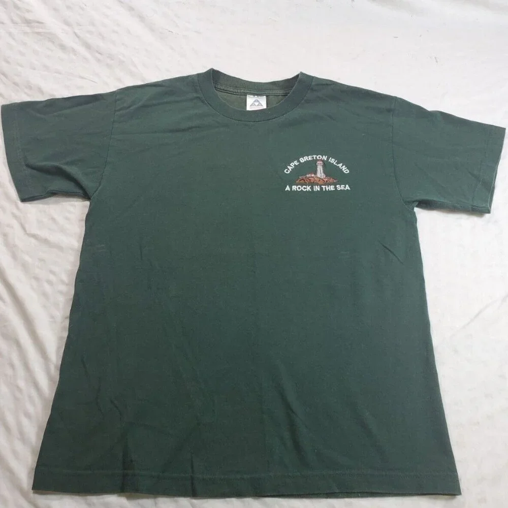CAPE BRETON ISLAND Rock in The Sea Green Tee T-Shirt M Medium Canada - Picture 2 of 12